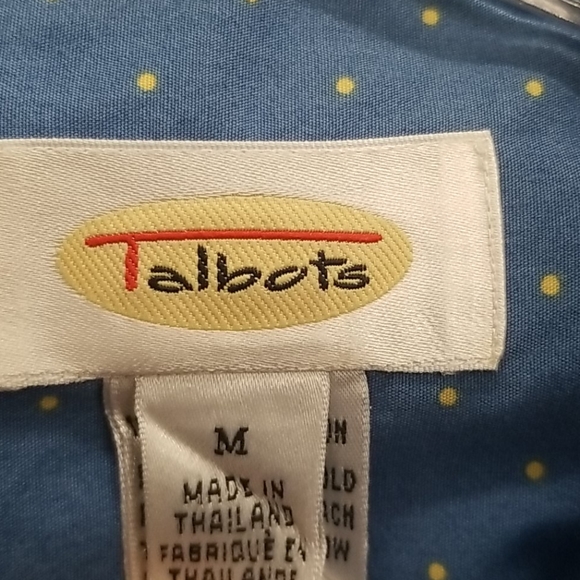 Talbots Blue with Yellow polka dots top - Picture 4 of 6